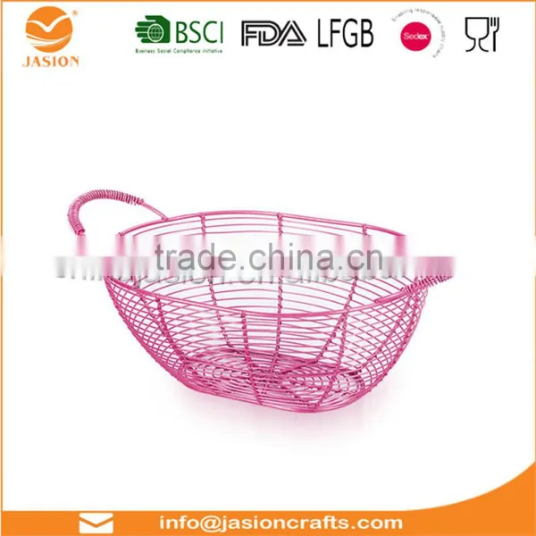 Oval Wire Baskets Garlic Fruit Storage Rustic Trugs Wood Handle Eggs Basket photo-5