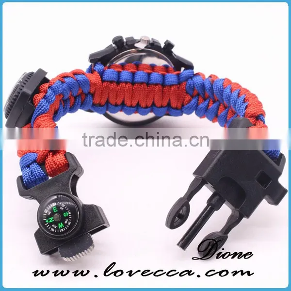 2017 New Style Climbing Camping Survival Bracelets Umbrella Rope Firestarter Life Saving Paracord Watch Band photo-4