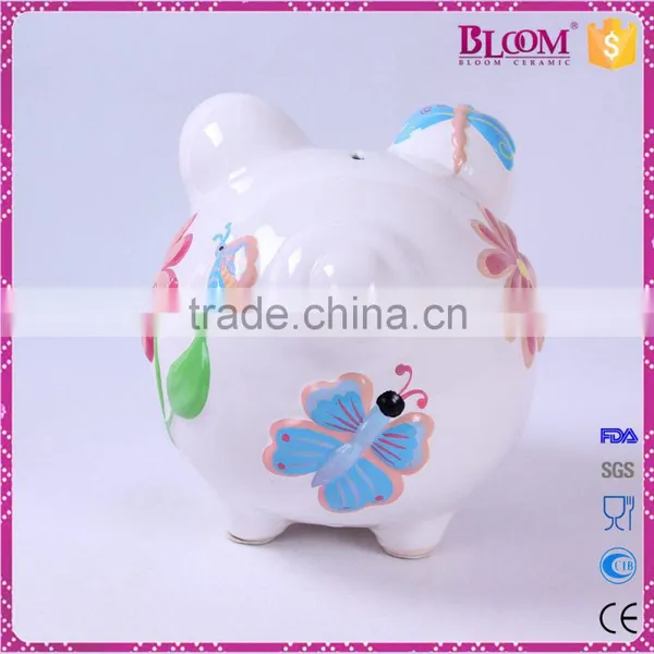 Simple Design White Pig Shape Ceramic Cheap Piggy Bank photo-3