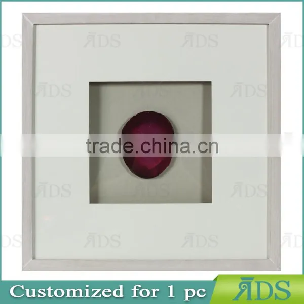 Wooden Shadow Box Frame Encasing Colorful Agate Stone Under Glass photo-6