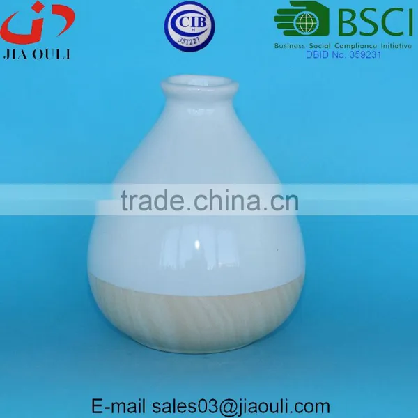 White Glazed With Wooden Bottom Chinese Ceramic Vase for Decoration photo-2