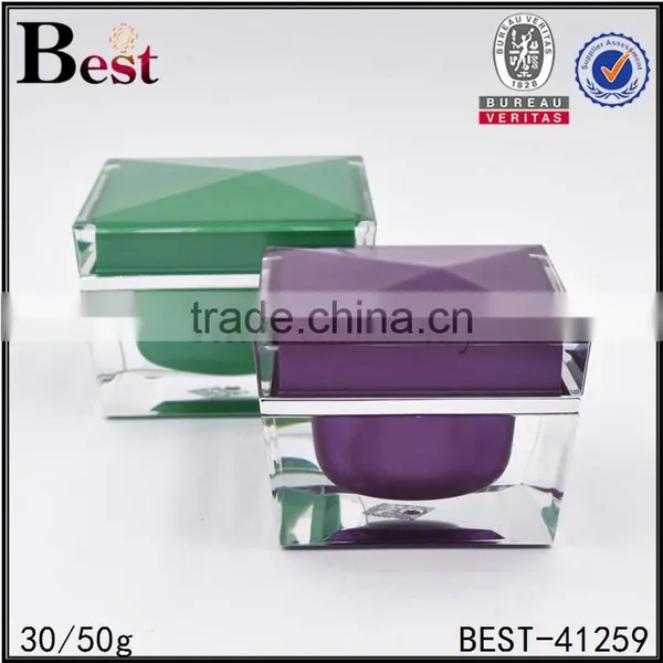 Square Acrylic Cosmetic Jar 50 ml Crystal Acrylic Jar for Face Cream photo-6