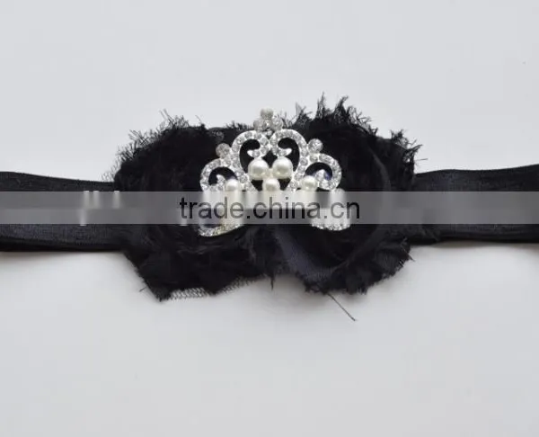 New Princess Elastic Crown Flower Headband Pearls Tiara Baby Girl Headband photo-2