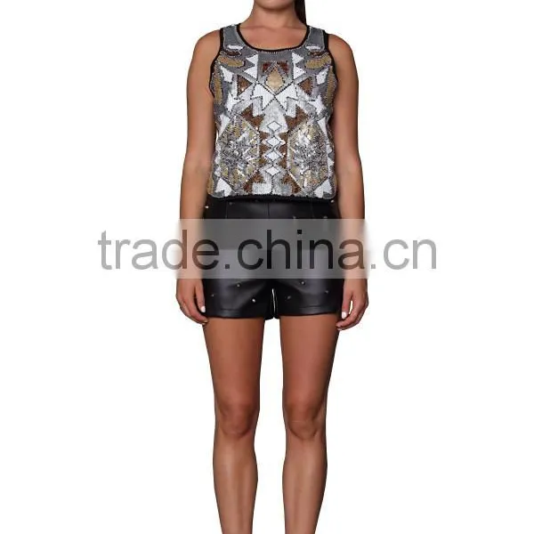 New Style Summer Fashion Design Sequin Ladies Tops photo-2