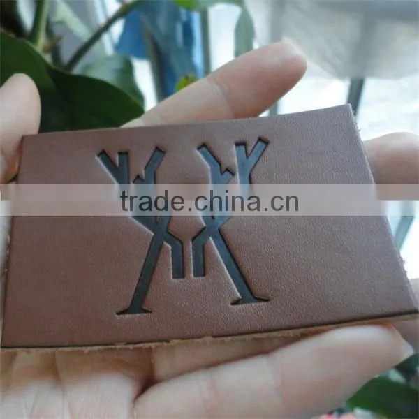 2017 Fashion Design High Quality Custom Brown Leather Patch photo-3