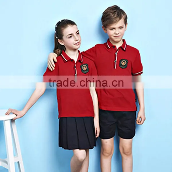 Custom Unisex Summer Red Color Polo School Uniform Shirt photo-2
