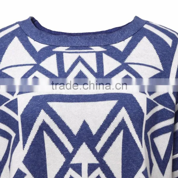 Women's o Neck Geometric Pattern Knitwear With Bell Sleeves photo-3