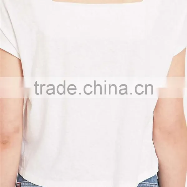 Square Neck Plain t Shirt Without Collar Blank White t Shirt photo-5