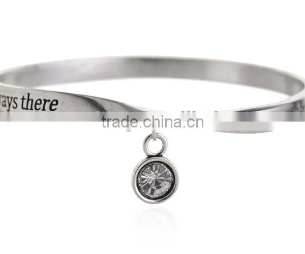 Custom Twist Words Logo Bangle Mix Diy Small Tags Charm Bangle Cheap Metal Bangle Free Sample photo-4