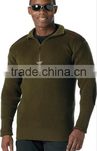 Wholesale Black Acrylic Quarter Zip Military Style Pullover Sweater photo-4