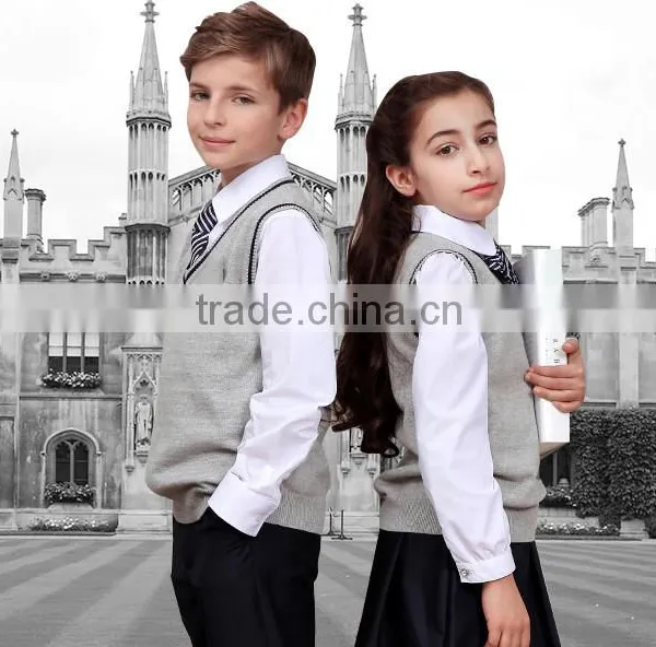 Stylish V-neck Sleeveless Beautiful Knitted Korean High School Uniforms photo-2
