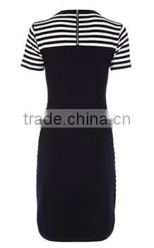 Hot Sale Chic Horizontal Stripes Curved Hem Sweater Dress photo-2