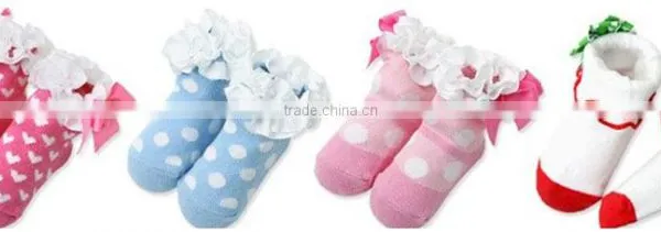 18 Designs Are in Stocked, Socks ; 3D Carton Socks for Lovely Baby , Newborn Baby Kids Girl Anti-slip Lace Floral Socks photo-3