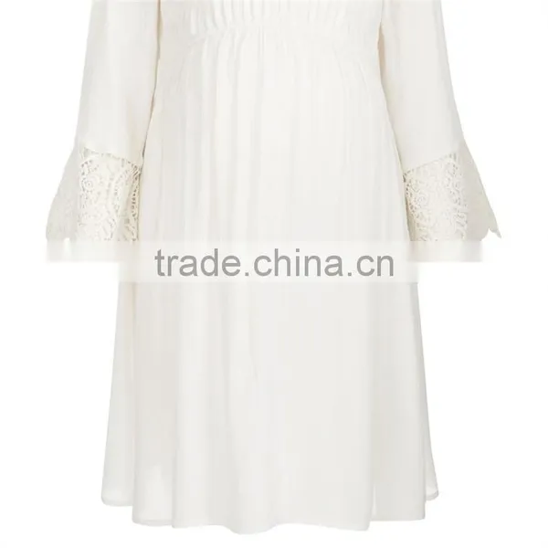 Summer Chic Lace Hemmed Hot Selling Cold Shoulder Dresses for Pregnant Women photo-6
