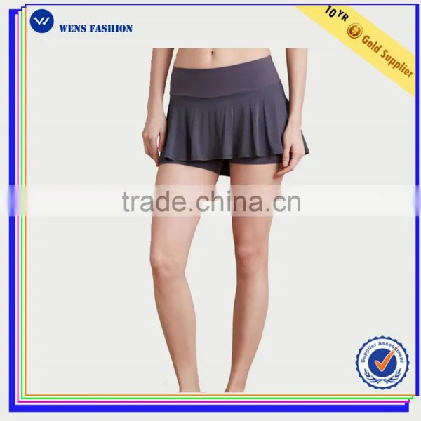High Quality Women Sports Tennis Skirt Wholesale Sexy Ruffled Tennis Skort photo-2