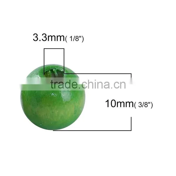 Cheap Wholesale Round Yellow-green Hinoki Wood Spacer Beads photo-2
