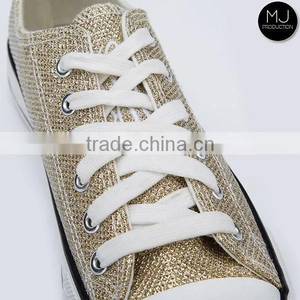 In Stock Gold Canvas Shoe Woman photo-2