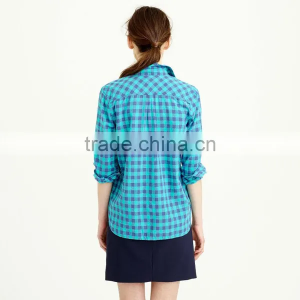 Womens Long Sleeve Fashion Plaid Shirts Tops,Custom Casual Loose Plaid Shirts For Women photo-4