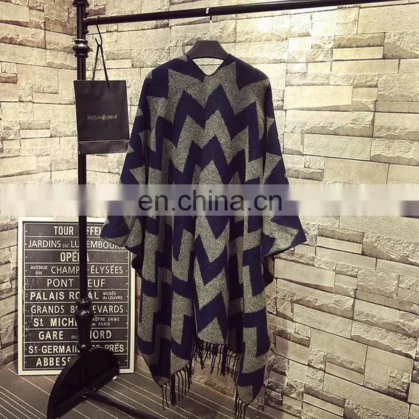 New Tassel Chevron Pashmina Poncho Wholesale photo-2
