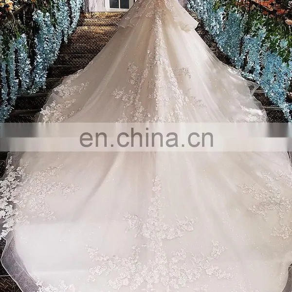 LS00216 High Quality Short Sleeve Beautiful Arab Muslim Hijab Wedding Dress Wedding Gown photo-4