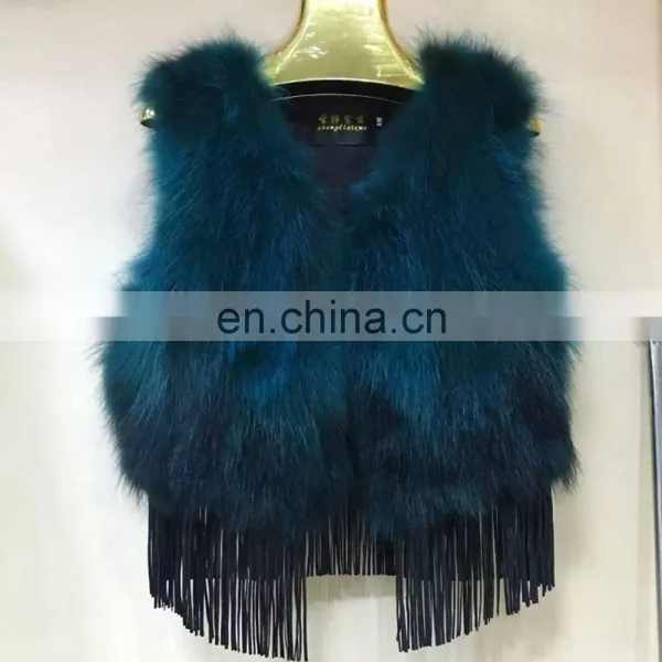 Women's Thicken Warm Winter Fur Vest Lady's 100% Genuine Raccoon Fur Vest Waistcoat With Tassels Accessories S-XXL Size