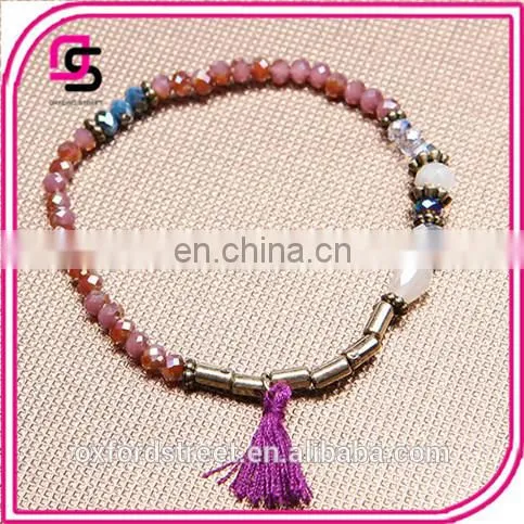 European Style Simple Macrame Environmental Glass Bean Bracelet photo-4