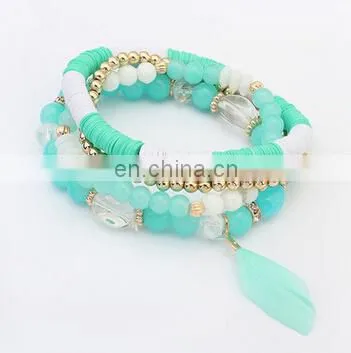 2017new Fashion Jewelry Bohemian Bracelet Beads Bracelet With Small Feathers photo-4