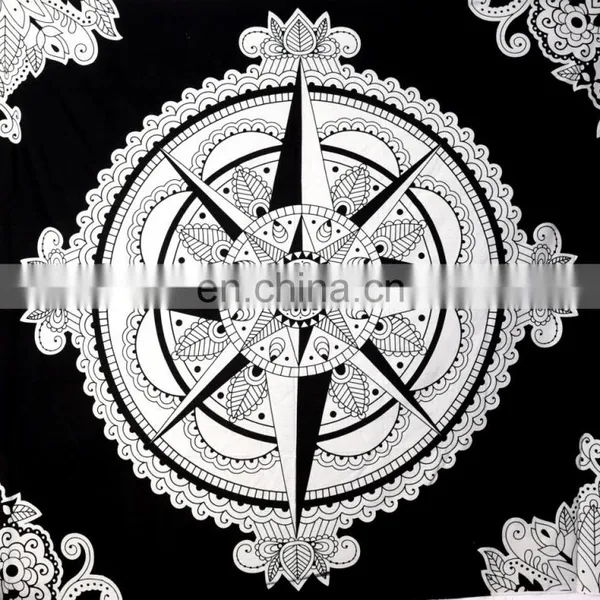 Indian Queen Compass Print Wall Hanging Gypsy Cotton Throw Handmade Decor Tapestry Bedspread photo-2