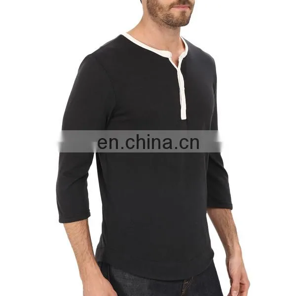 High Quality Bulk White O-neck Button Blank Black T-shirts Half Sleeve Mens Slim Fitted Plain no Brand T-shirt photo-5