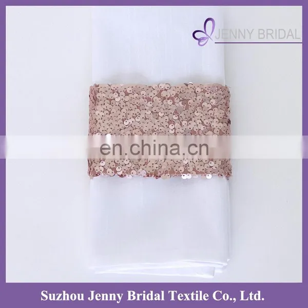 NP020A Custom Gold Sequin Fabric Personalized Napkins Straps photo-3