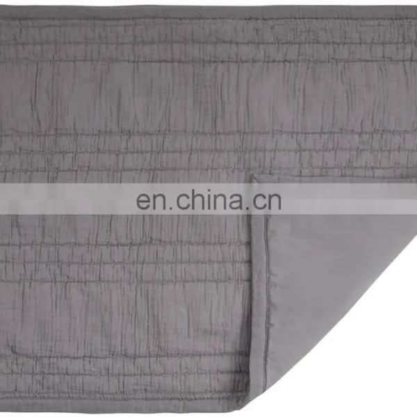 2 Layers Cotton Crinkle Gauze Stripe Embroidery Bedding Quilt photo-5