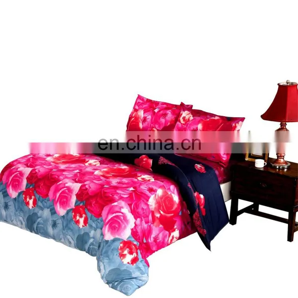 3D Flowers Bedding Set Reactive Printing 100% Polyester Duvet Cover Set With