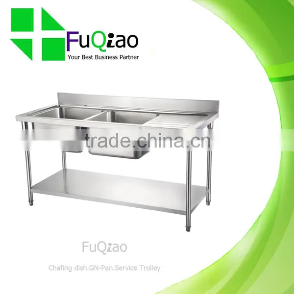 Round Tube Hotel Restaurant Kitchen Stainless Steel Sink Work Table photo-4