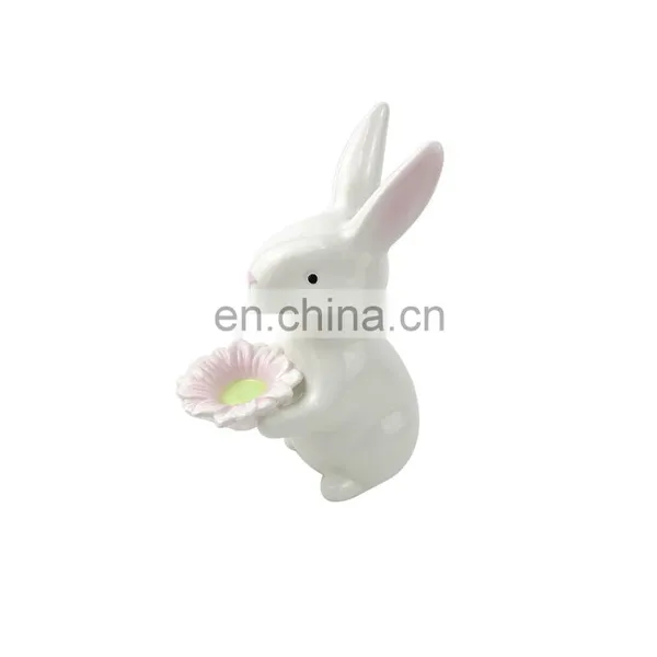 New Factory Custom White Ceramic Easter Bunny Rabbit for Home Decoration