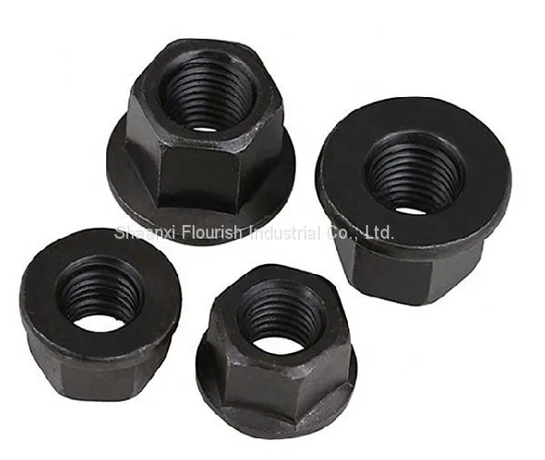 Grade 8 Black Plating M6 - M48 Hex Flange Nuts , Hex Collar Nut DIN 6331 Standard photo-3