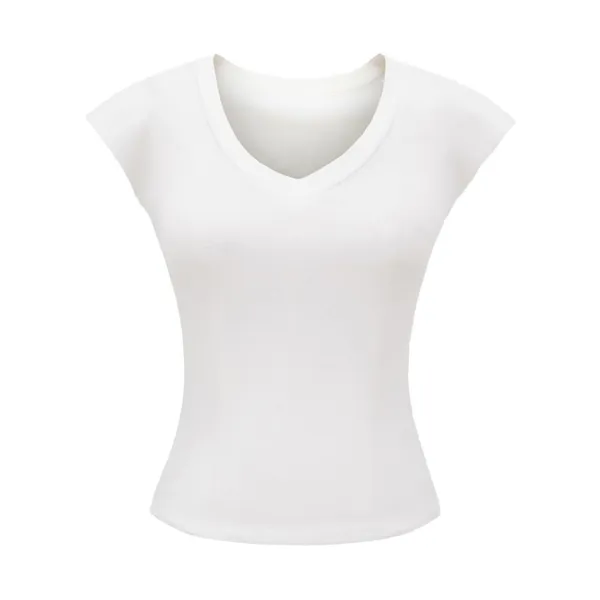 Spicy Girl Sweet Cool Style Big V-neck Collarbone Short Sleeved T-shirt Summer New High Waist Slimming Short Fit Inner Top photo-2