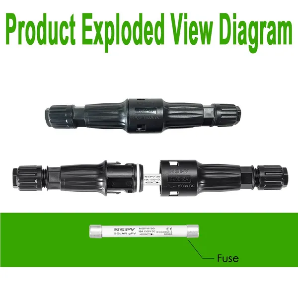 NSPV Solar PV Plug 1500V DC Cable Wire 50A Fuse Connector Universal MC Connector photo-5