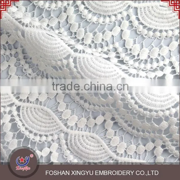 OEM Custom Shaped Beautiful Special Colors Wave Pattern Water Soluble Embroidery Lace Fabric for Europe photo-3