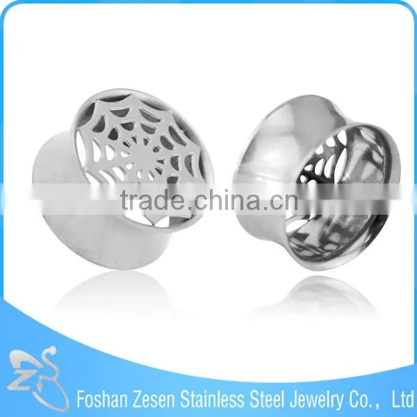 316L Surgical Steel Cobweb Ohr Piercing Black Anodized Flesh Tunnel photo-3