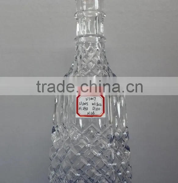 CLEAR LUXURY GLASS 1000ML VODKA BOTTLE