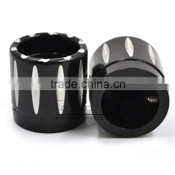 BJ-FS-HA001 High Quality Black Deep Edge CNC Billet Alloy Motorcycle Front Axle Cap Universal for Harley Davidson and Choppers photo-3