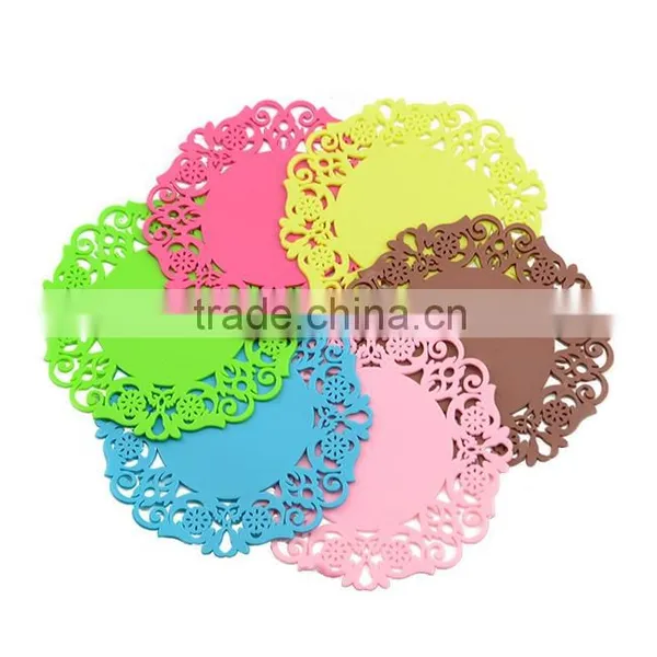 Hollow Out Creative Dining Table Mat Silicone Cup Mat photo-2
