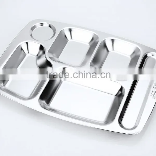 Home Utensils China 304 Stainless Steel Square Compartment Dinner Plates photo-2