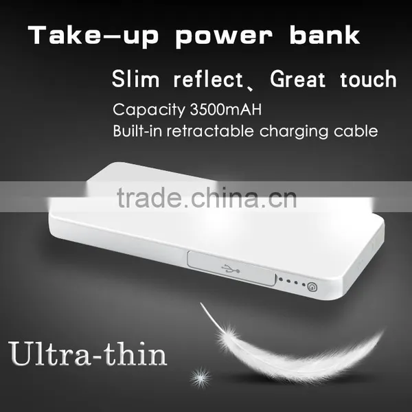 New Design Colorful Retractable Phone Charger Usb Power Bank 3500mAh photo-4