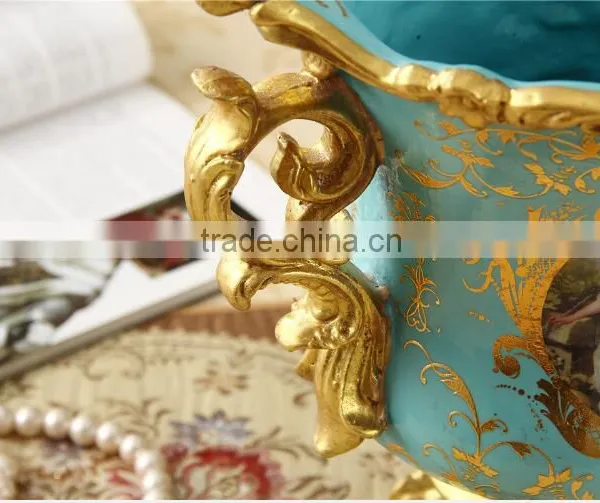 Antique Brass European Porcelain Flower Pots for Home Deco photo-6