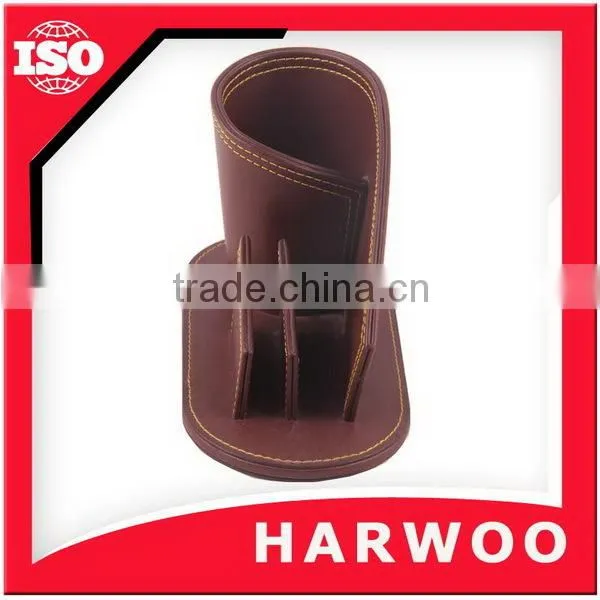 Good Quality Brown Leather Handmade Pen Holder photo-5