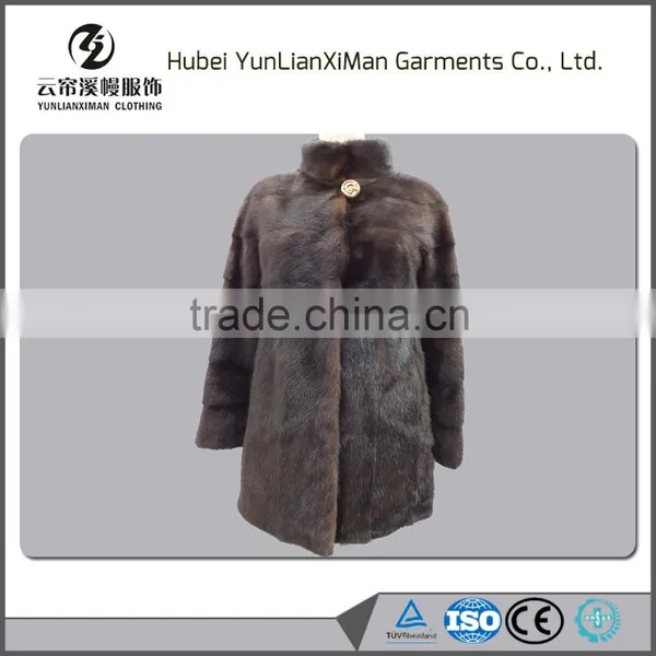 Wholesale Long Brown Mink Women Winter Fur Coat From China