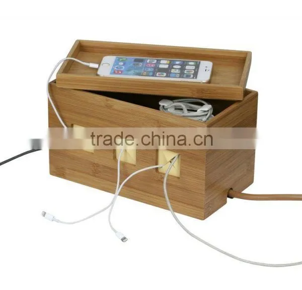 2016 New Natural Bamboo Cable Cubby photo-2