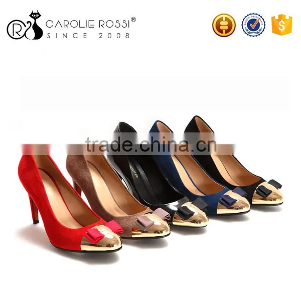 2016 Newest Women Gold Steel Toe Cap High Heels