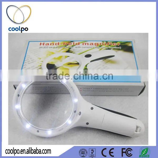 3X 10X Magnifying Glasses With LED Light, 8 LED Light Skid-proof Handheld Magnifier